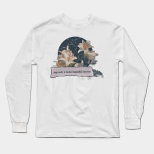 Aesthetic, love, quote, orchids, soft aesthetic, vintage, retro, cottagecore, music, cute, floral, gifts for her, gift, gift ideas, mother's Day, mom, romantic, marble, mommy, mother, mother's Day gifts, for her Long Sleeve T-Shirt